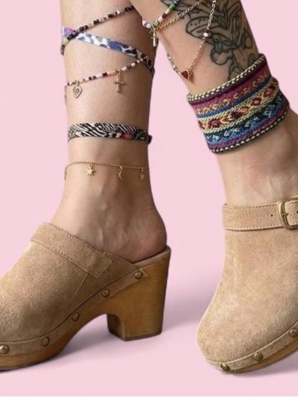 Steve Madden Tan Suede Wood-Effect Clogs - Picture 2 of 9